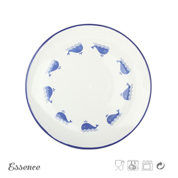 Custom Decal Ceramic Dessert Plates , 8.25 Inch Cream Stoneware Dishes Eco Friendly