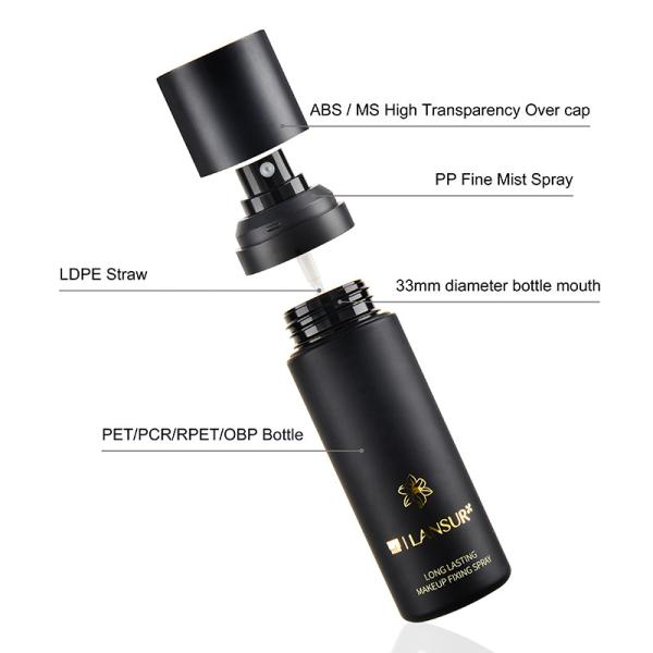 Botão de spray de névoa fina preto de luxo com tampa de 100 ml de capacidade Serviço personalizado aceito