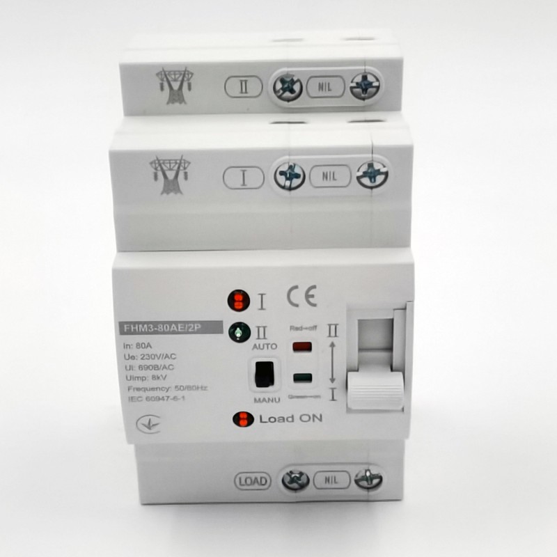 Automatic 2P 80A AC220V Dual Power Transfer Switch Gear Home Device ATS Dual Power Changeover 2P Automatic Electric Home Device