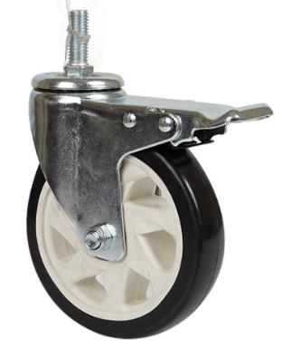125mm Stem Casters Urethane Casters Double Locking Casters Galvanized Zinc