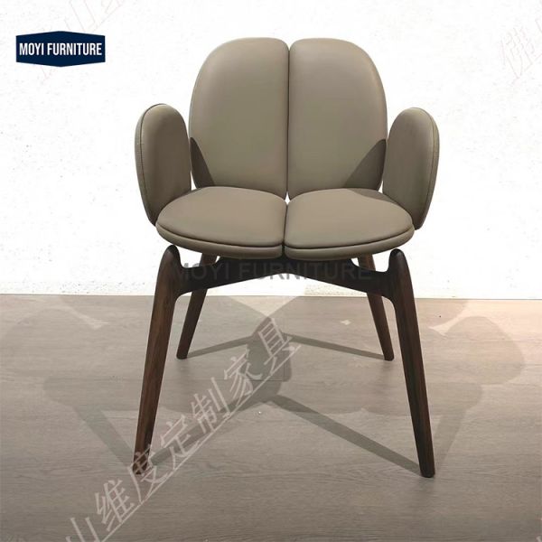 Luxury Modern Solid Wooden Leather Dining Chair Creative Designer Makeup Chair for Hotel Restaurant Cafe Home Furniture