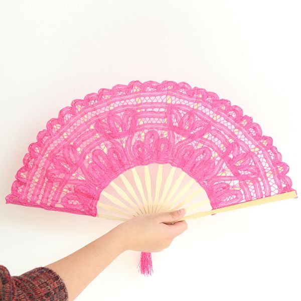 [I AM YOUR FANS] Handmade 100% Cotton 27cm 23cm 13 Colors Ivory Lace Hand Fan Wedding Favors