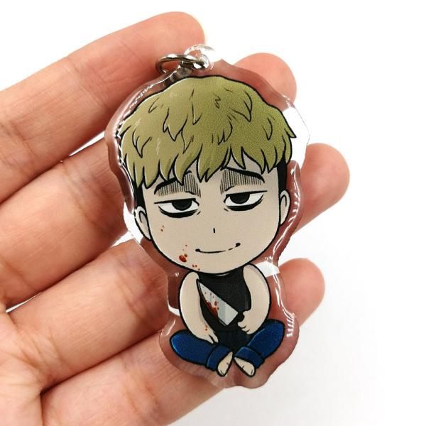 Custom laser cut logo clear printed epoxy acrylic charm keychain anime for comics fans gifts