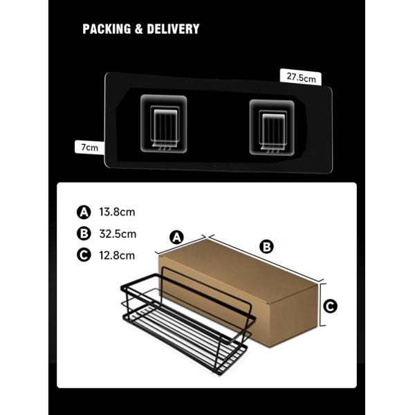 SS201 Wall Bath Accessories Chrome Holder For Shower 10kg Loading Kitchen Wall Rack
