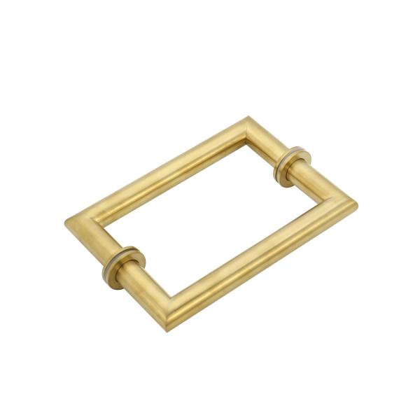 Polish Finish Long Main Entrance Door Handle with 203*203mm Rose Gold Pull Handle