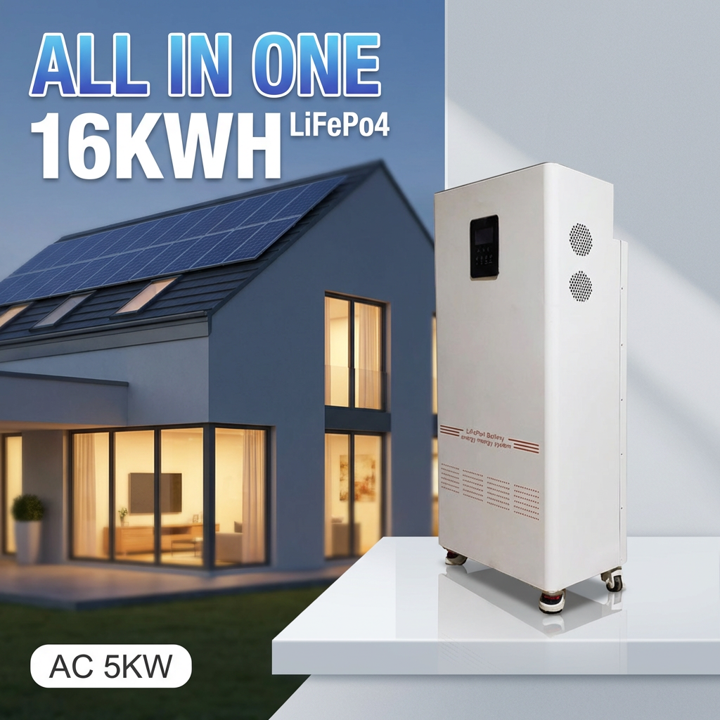NK005A 51.2V 16kWh LiFePO4 Solar Power Home Energy Storage System with 5kW Inverter and 8000 Cycle Life