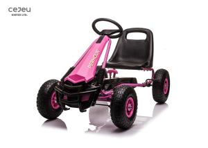 Kart 11.7KG do pedal do rosa da criança de 5 anos 5KM/H com as quatro rodas infl