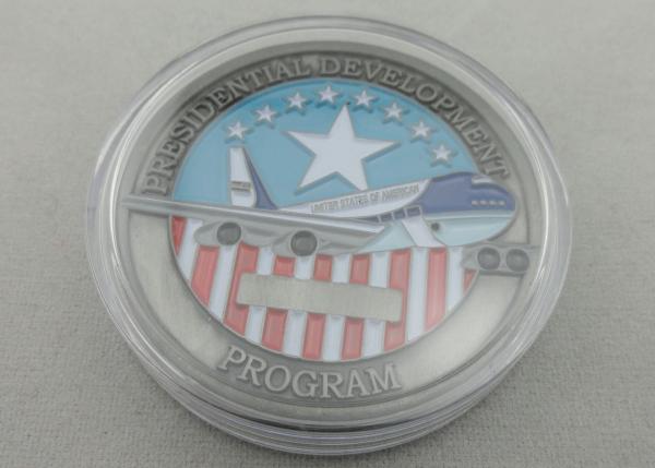 Metal Air Force One Coin / Zinc Alloy Personalized Enamel Coins with Antique Silver Plating