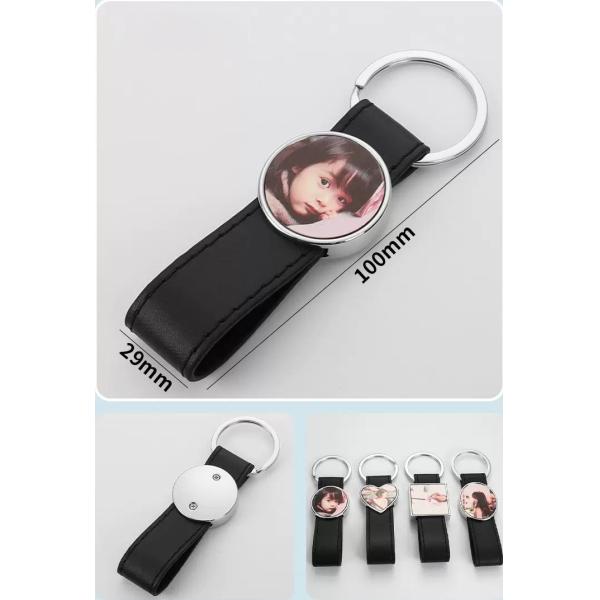 Custom Leather Strap Sublimation Key Chain DIY Printing Photo Metal Keychain Gift