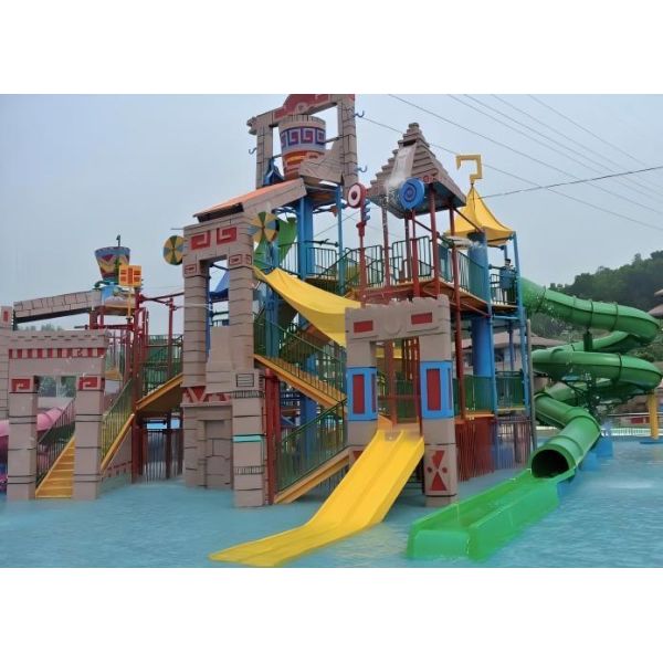 Multiple Slides Aqua Park Village Anti Aging Medium Sized 600m2