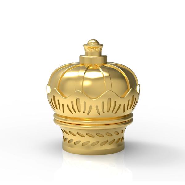 Крона крышки флакона духов дизайна цвета золота новая формирует материал Zamak