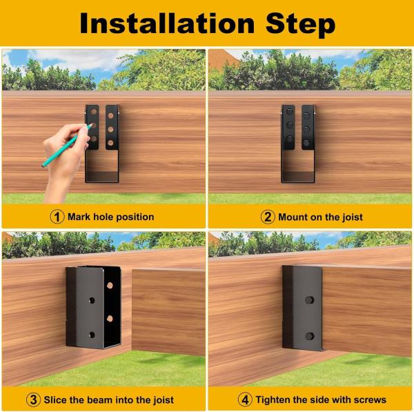 Concealed Flange Joist Bracket 2x4 Outdoor Timber Mount Light Joist Hanger Q235B Steel Powder Coated for Beam Swing Handrail Fence