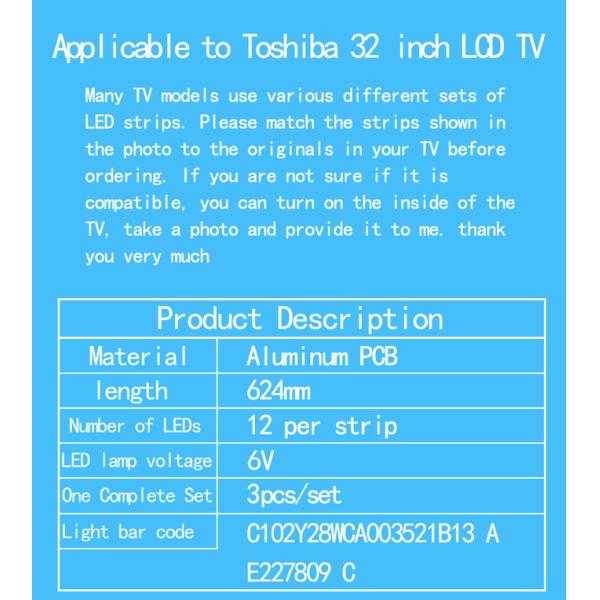 32 дюймовый ЖК-телевизор Toshiba Стрип С102Y28WCA003521B13 A HX-S ((I) 94V-0