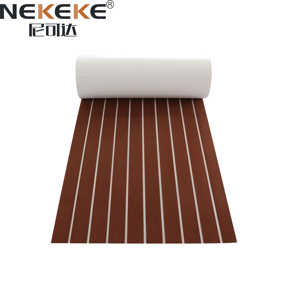 Self Adhesive EVA Deck Sheet Dark Brown White Straight Stripe
