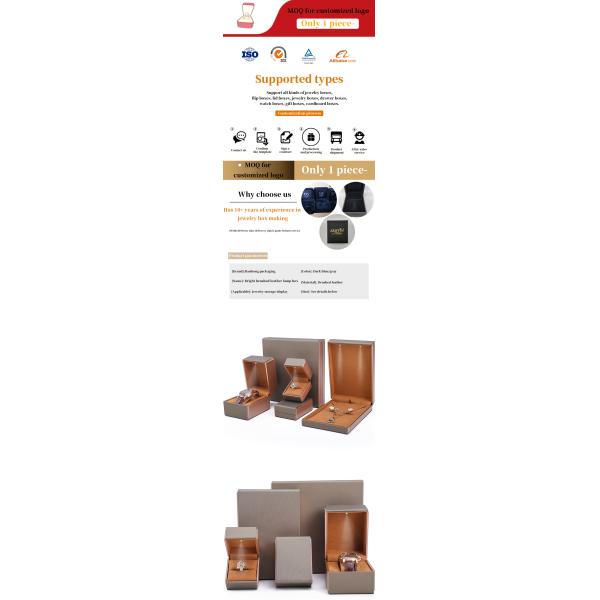 OEM PU cuero LED caja de joyería, Handy cuadrada joyería de lujo packaging box set