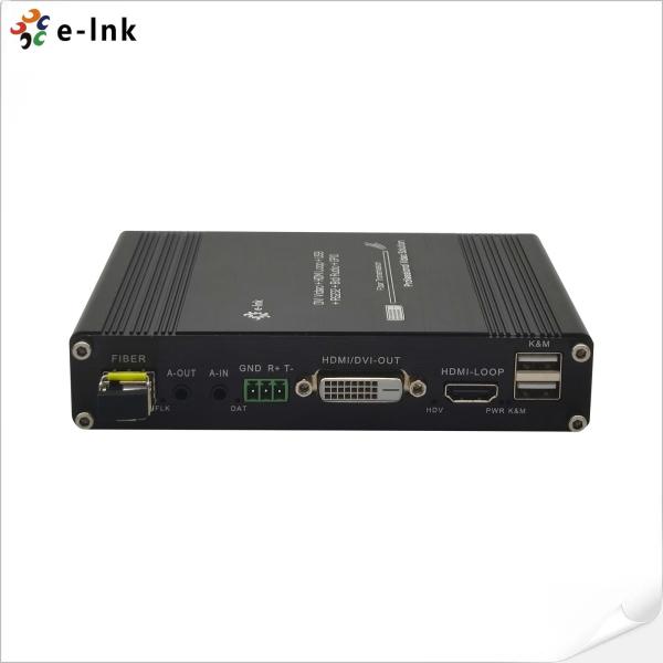 áudio do estéreo de USB KVM 1Ch RS232 Bidi do conversor da fibra de 1Ch 1080P DVI