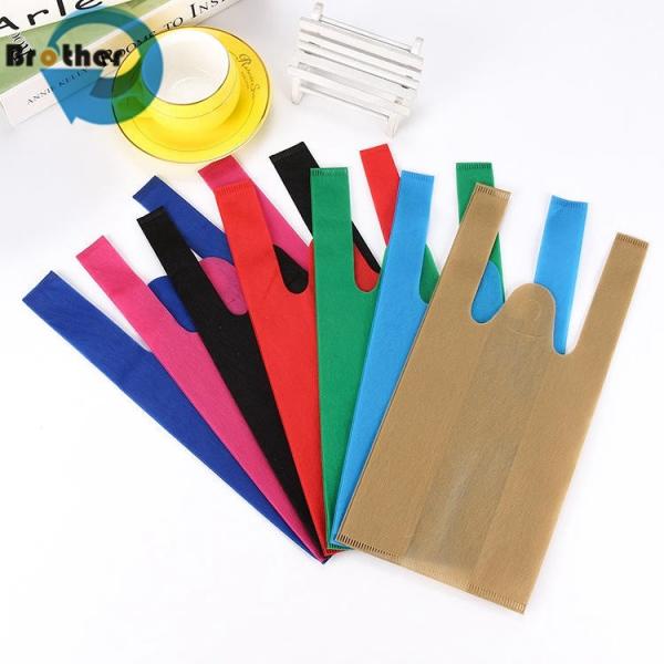 Wholesale W Cut T Shirt Vest D Cut PP Non Woven Canvas Cotton Nylon Polyester Drawstring Supermarket