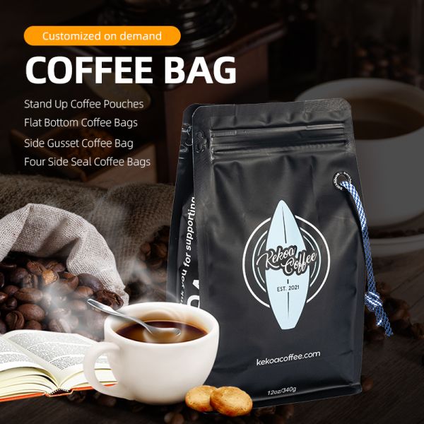 Cost Effective Tear Resistant Plastic Packaging ZipLock Square Bottom Flat Bottom Coffee Bags Coffee Pouch