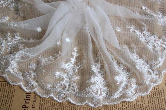 White Floral Venise Nylon Mesh White Bridal Lace Fabric For Dressmaking