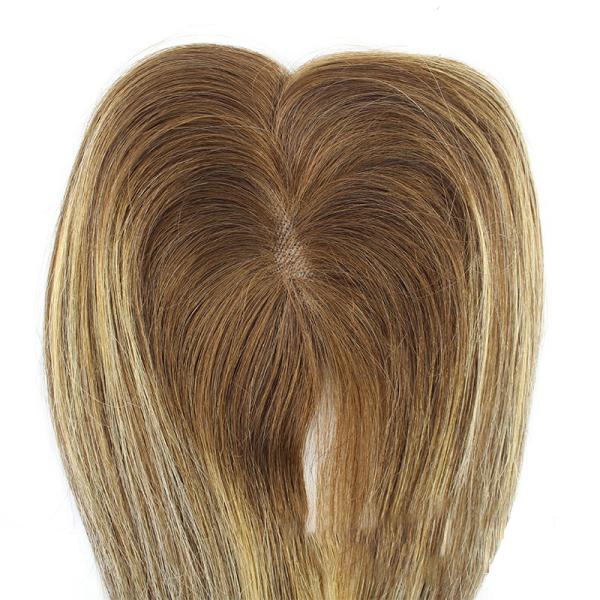 Ladies European Rooted Ombre Hairpiece Human Hair Toppers Clip In Toupee for Woman