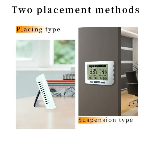 DTH-150 Digital Thermometer Hygrometer, Indoor Room Temperature Humidity Monitor, With Backlight Display And Calibration Function, ABS Material For Household Use