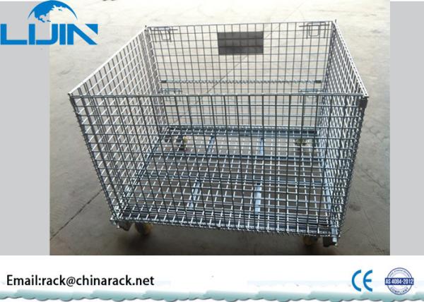 Hot sale Anti-corrosion wire mesh container, foldable storage cage with wheels