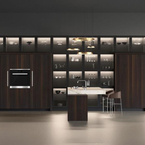 Meubles de cuisine de luxe en bois suspendu au mur maison personnalisée intelligente armoire de cuisine modulaire design moderne
