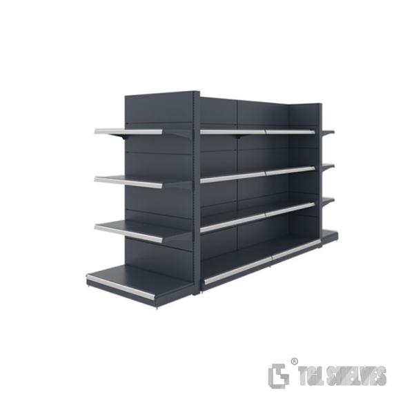 Black Supermarket Gondola Shelf Rack TGL Durable CE Certification