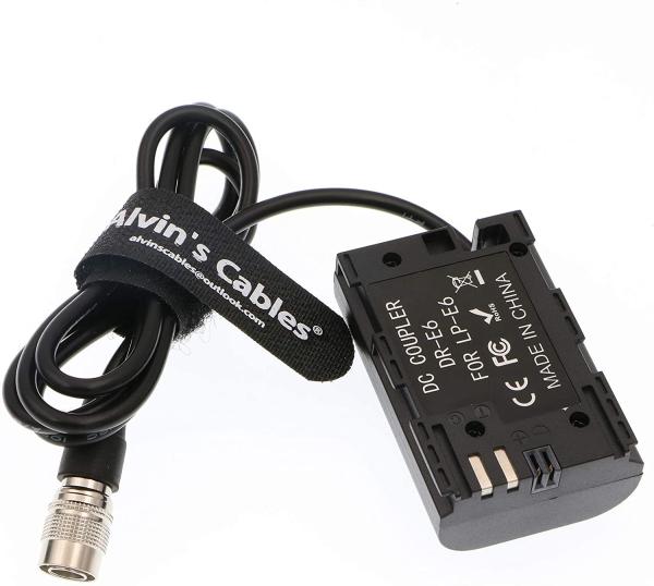 Bateria do manequim de LP E6 ao adaptador do poder da câmera de Hirose 4 Pin Male 100cm