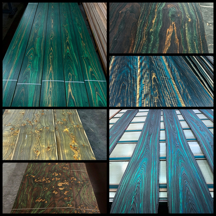 Plant Dyed Eco-Friendly Natural Wood Veneer, Iridescent Colorful Decorative Wood Veneer for Furniture, Cabinet & Interior Wall Decoration