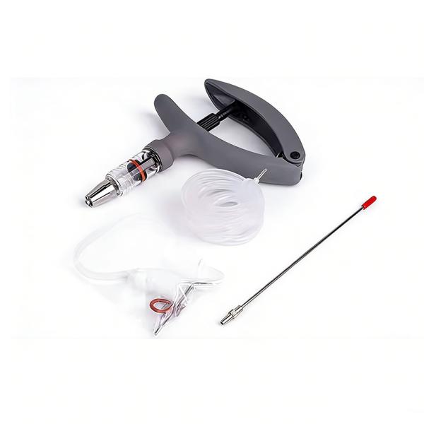 Adjustable Dose Veterinary Syringe with Continuous Injection and Medical Grade Plastic for Livestock
