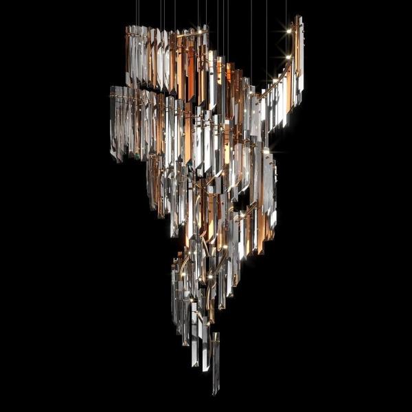 Warm 3000K Chandelier In Copper With Clear Glass For Hotel Interior Furniture