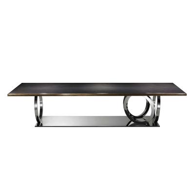 Grupo moderno luxuoso da mesa de jantar do decalque de mármore, mesa de jantar da madeira maciça de 750mm