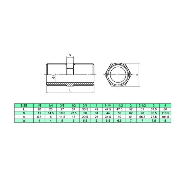 Seamless Stainless Steel Hex Nipple Male Threaded  DIN2999 BS21