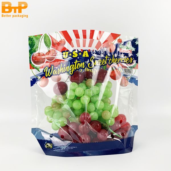 Custom Printed Handle Stand-up Zipper Bags for Fresh Fruits & Vegetables, Fully Recyclable Material PP Bag