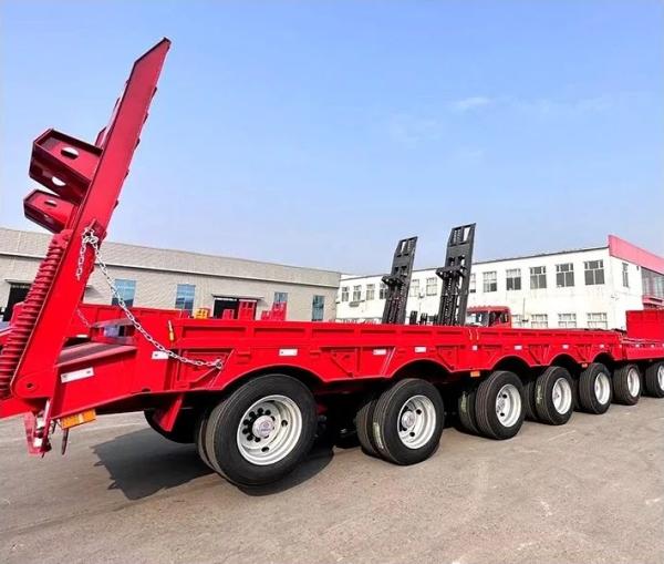 Q345B/ T700 Steel Main Beam Low Platform Trailer For Heavy Load Transportation