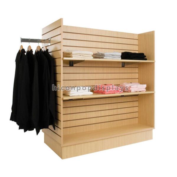 Clothing Store Furniture 4 Way Garment Hanging Wood Freestanding Slatwall Displays