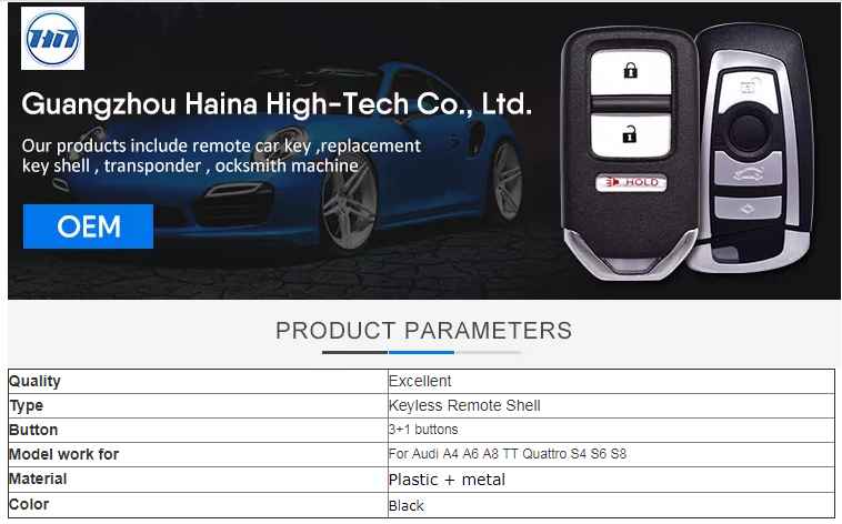 3+1 Buttons Remote Flip Folding Key Shell For Audi A4 A6 A8 TT Quattro S4 S6 S8 Auto Key Case