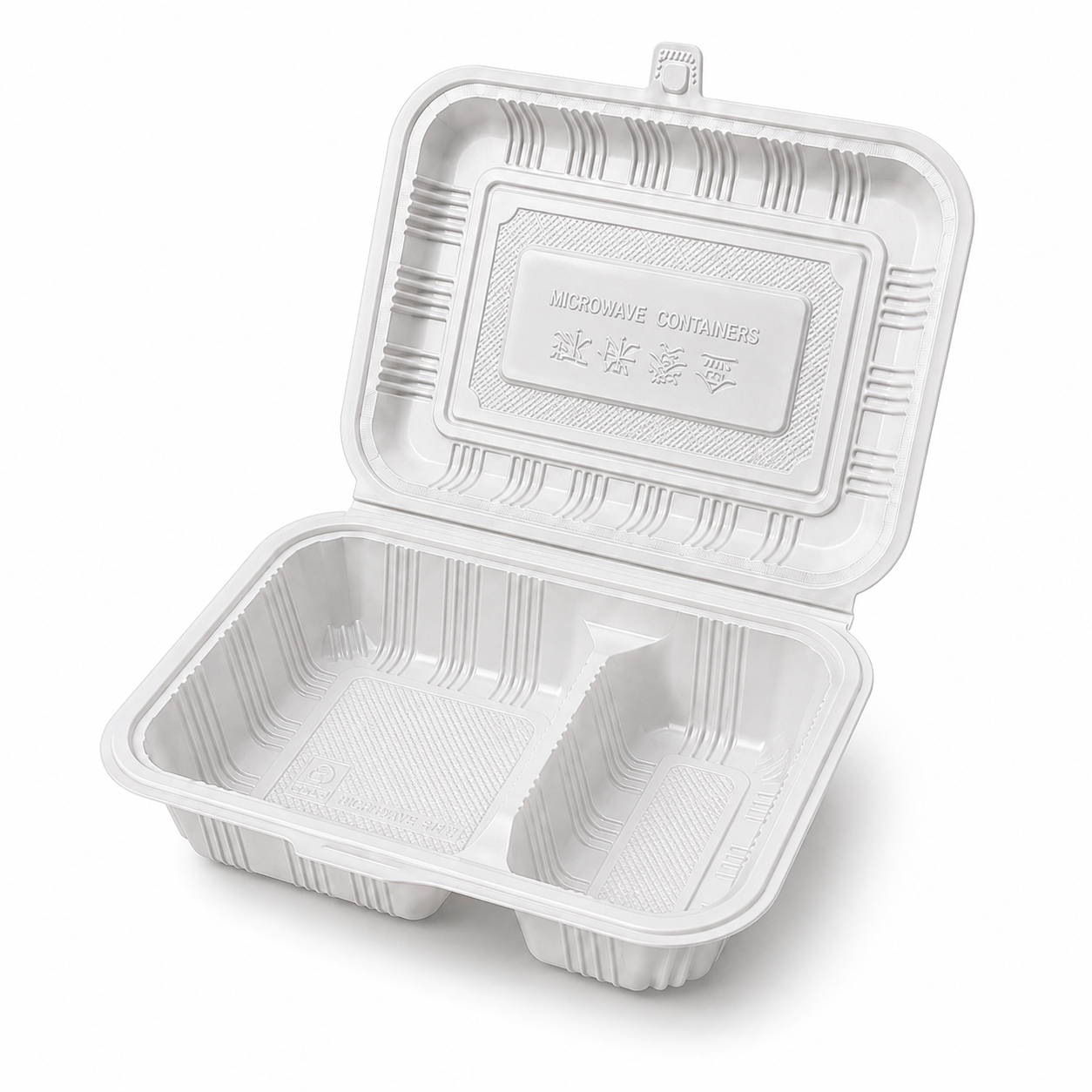 2 Compartment Takeout PP Plastic Clamshell Box 500ml for Main Dishes / Side
