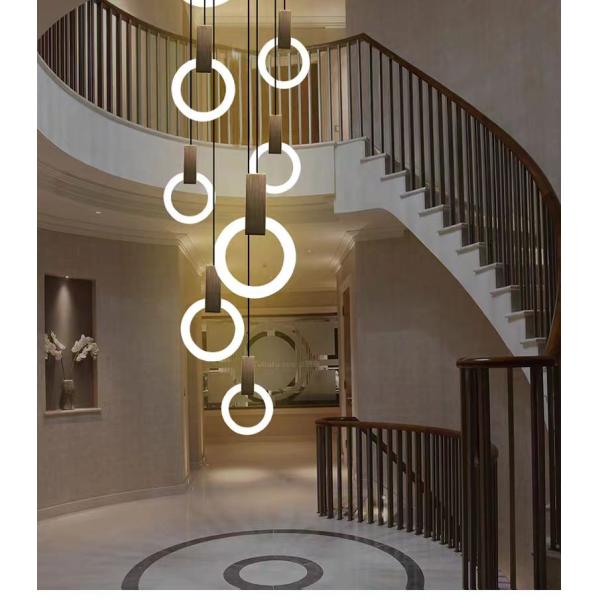 Apartamento Duplex de escalera de loft con lámparas de luz con elegir simple moderno para la villa anillo lámparas de luz largas 10KG de oro / diseño personalizado