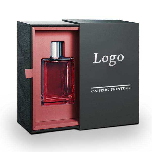 Boîte d'emballage en carton pour parfums cosmétiques sur mesure avec logo d'estampage et tiroir coulissant CMYK