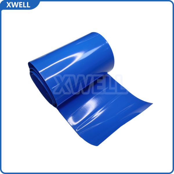 Blue Cross-Linked PE Heat Shrink Tube 50mm Flat Width 100m Roll for 21700 26650 Battery Cell Insulation Sleeve 120℃