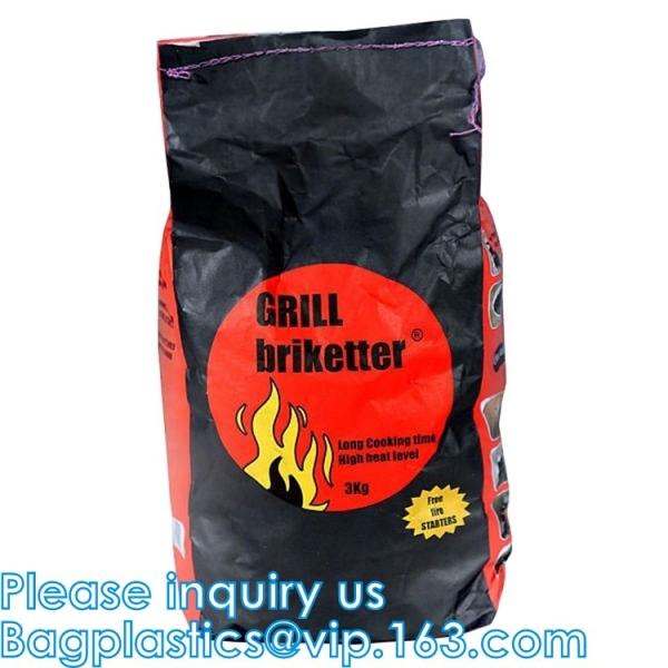 Charcoal Briquettes, BBQ Kraft Paper Charcoal Bag, Grill Packing Bag, Size 3kg 4kg 5kg 8kg 7kg 9kg 10kg 15kg
