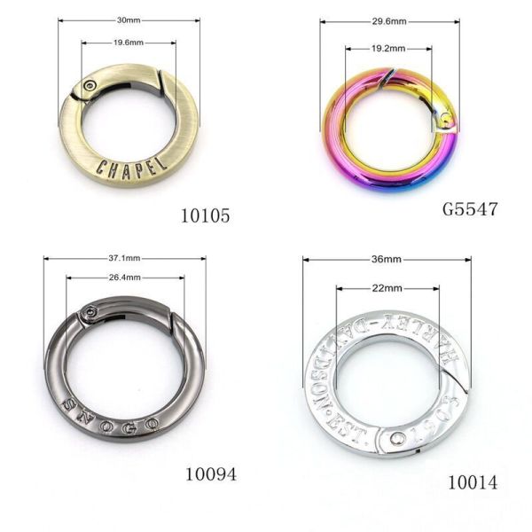 Flat Spring O Ring Round Gunmetal Carabiner 26.5mm With Custom Engraving