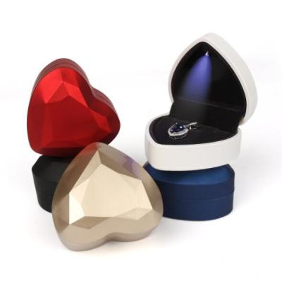 baking varnish Heart Shaped Jewelry Box Painted Rubber With Small LED Light