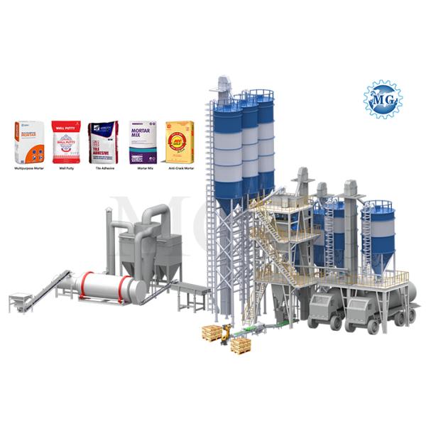 High Speed Mixing And Palletizing Dry Mortar Production Line Wall Putty Sand Cement Mixer Tile Adhesive Manufacturing Plant
