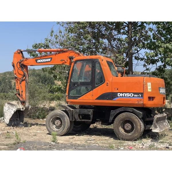 Hydraulic Terrain Wheeled Used Doosan Excavator DH150W 12Tonne