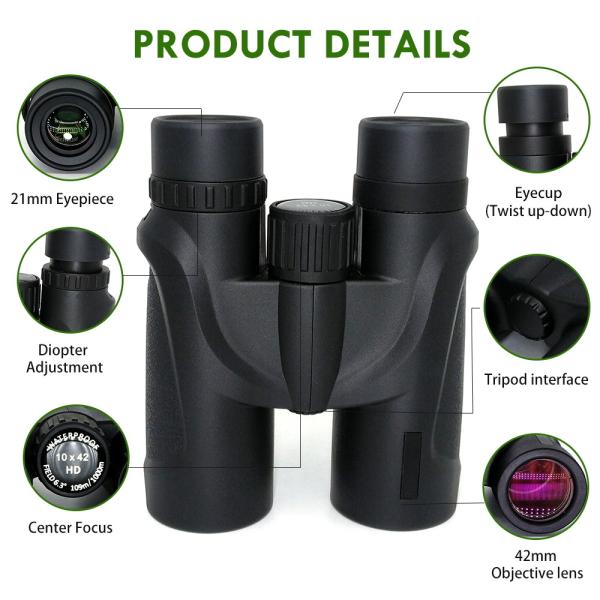 Adults 10x42 Roof Prism Binoculars HD Professional For Bird Watching