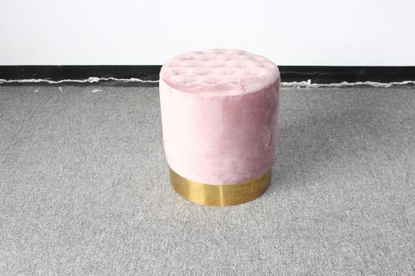 Good quality wood ottoman stool stainless steel base ottoman with velvet button ottoman