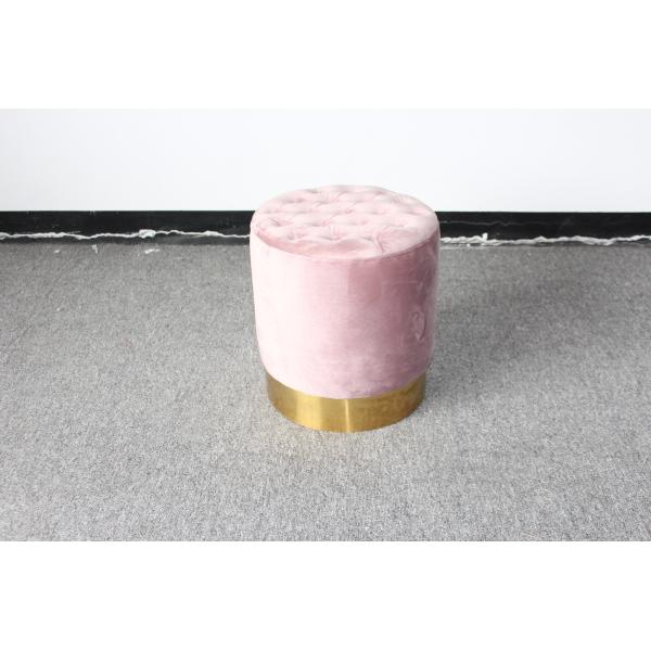 Good quality wood ottoman stool stainless steel base ottoman with velvet button ottoman